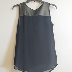 Bisou Bisou sheer/faux leather blouse